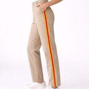 Engineered Garments New York Slim Leg Khakis Yellow & Orange Stripe Side Size 2